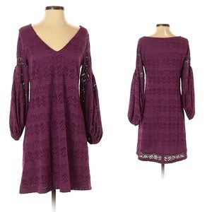 {Mauve} Bell Sleeve Chevron Dress
